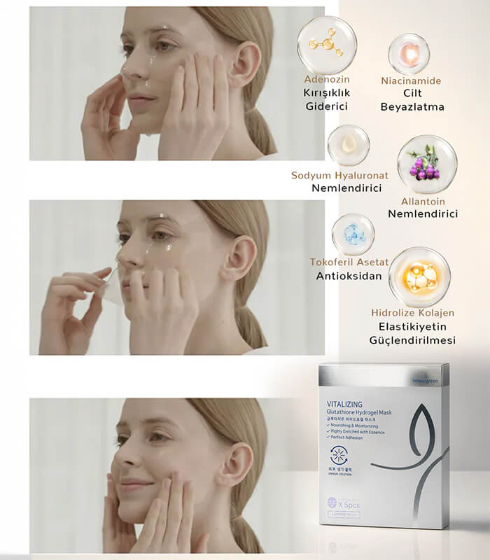 beauugreen-3 Beauugreen Antioksidan Glutatyon Hidrojel Maske - 5 Adet - Görsel 4